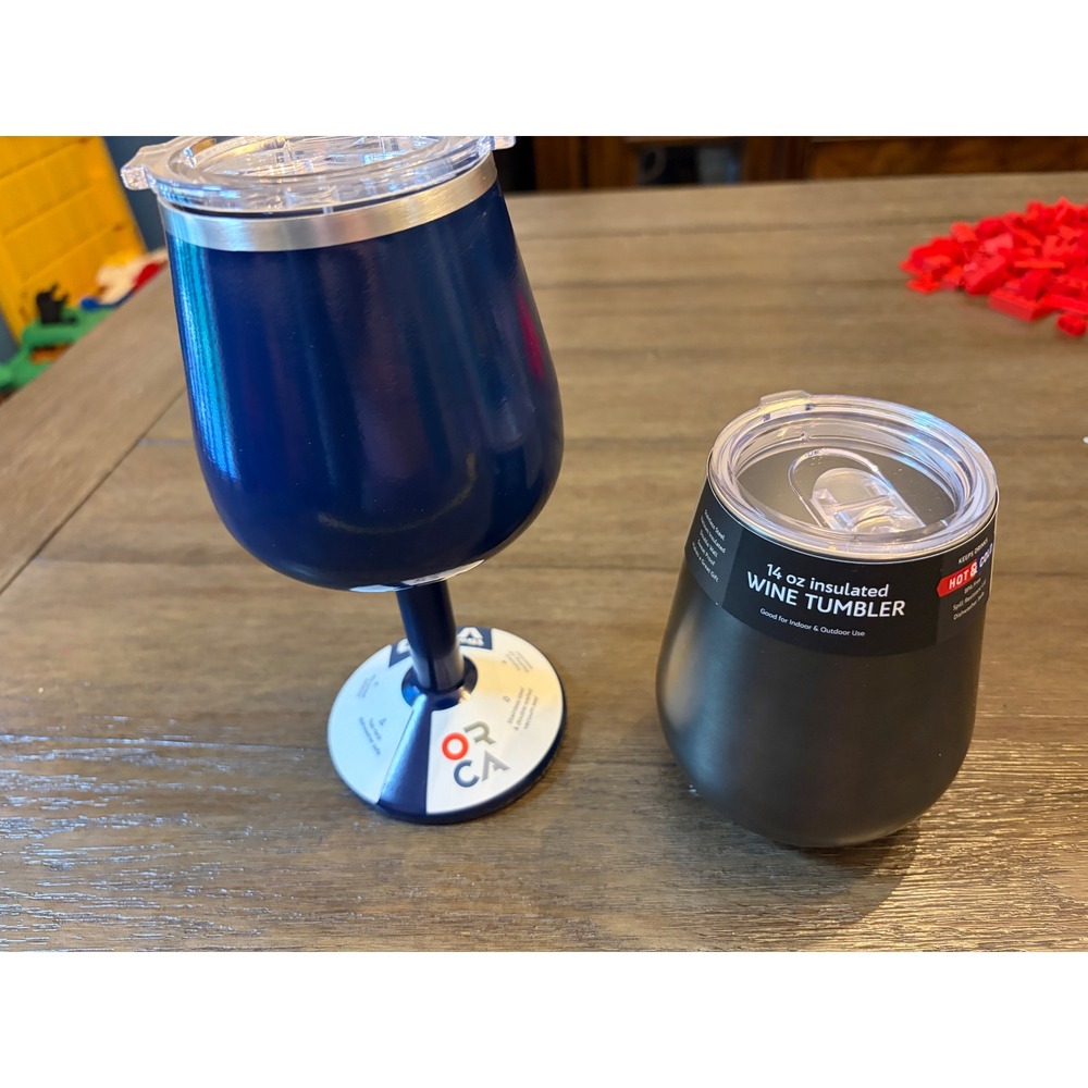 Orca Wine Tumbler Set Unisex 14oz 15oz Navy Black Insulated Stainless Steel Vino